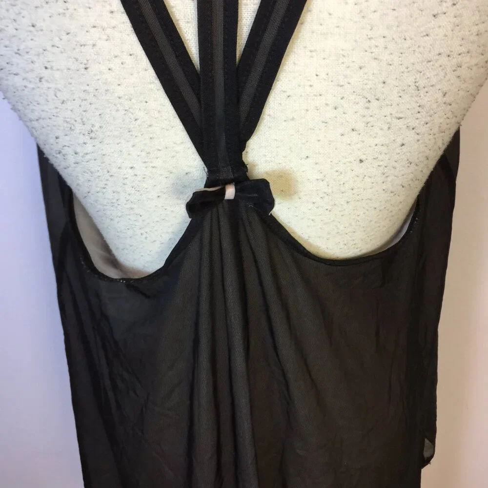 Betsey Johnson Intimates Nightgown Dress Womens Sz L Black Pink Layered Vintage - Picture 9 of 16